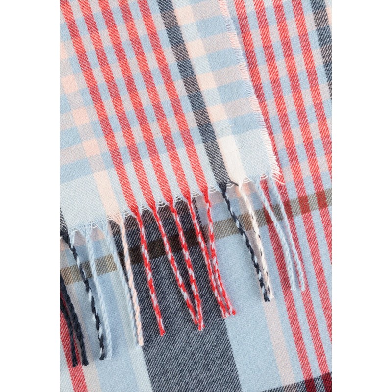 camel active Women's Fine Woven Scarf with Checked Pattern, navy