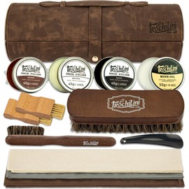 TROCHILINI Shoe Polish 13PC Shoe Shine Kit Leather Boot Care Set Mink Oil Brushes for Gentle Cleaning Care for Men Women Dad Christmas Birthday Gifts
