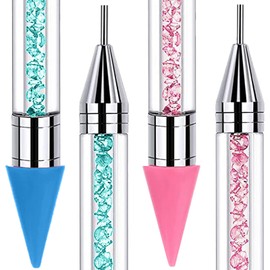 2 PCS Diamond Painting Pens, SPOKKI Diamond Painting Accessories No Wax Needed Self-Stick Drill Pens, Diamond Art Pens for DIY Crafts Painting Cross-Stitch Nail Art (Pink+Blue)
