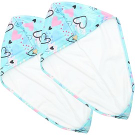 Homoyoyo Toalla para Secar el Cabello de Microfibra Ultra Absorbente, Gorro para Envolver Cabello Secado Rápido, 2 Piezas Azul Diseño de Corazones, Adecuado para Baño y Cuidado Capilar