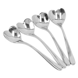 4 Pcs Coffee Stirring Spoons, Stainless Steel Dessert Spoons Heart Shaped Small Spoons for Latte Sundae Ice Cream Lovely Table Spoons Teaspoons