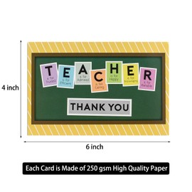 【24 Pack】 Teacher Thank You Cards - Cute Teacher Appreciation Cards in 24 unique Designs- Greeting Card For Teachers Day Card -End of Year Teacher Cards, Thank You Notes To Teachers 4 x 6 inches