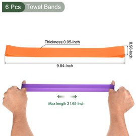 YOKIVE 6 Pcs Towel Bands, Silicone Elastic Stretchable Rubber Towel Chair Clips Bands Accessories, Great for Beach Cruise Pool Chairs (Orange, 10x1-Inch)