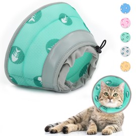 Supet Cat Collar, Adjustable Collar Cat Collar, Recovery Collar, Soft Collar Cone After Surgery and Injuries for Puppies, Small Dogs and Cats (Green, L)