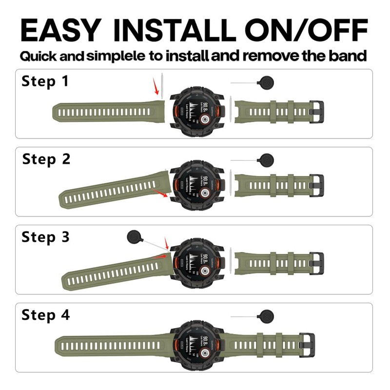 Watch Band for Garmin Instinct 3（50mm, Silicone Watch Band, Adjustable