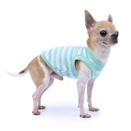 Frienperro Dog Shirt, Dog Clothes for Small Dogs Girl Boy, 2-Pack Breathable Cotton Striped French Bulldog Clothes, Sleeveless Pug Clothes Puppy Outfit Tank Top Vest,Green & Pink XL