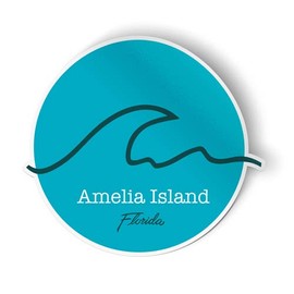 Squiddy Amelia Island Florida Wave - Vinyl Sticker Decal for Phone, Laptop, Water Bottle (2.5" high)