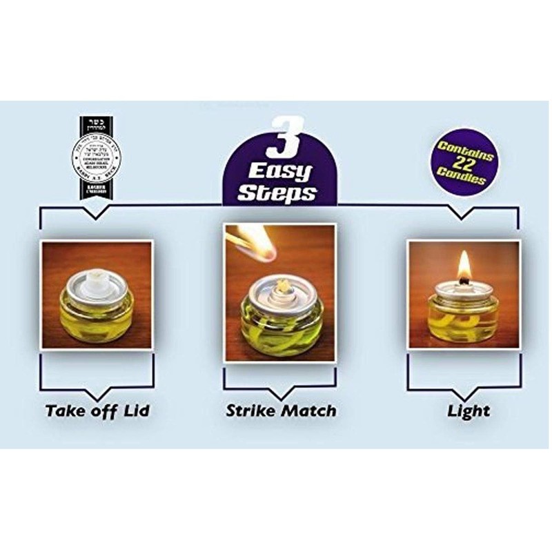 Shabbos Oil Candle Light. Pre-Filled (for Quick Lighting) Beautiful High