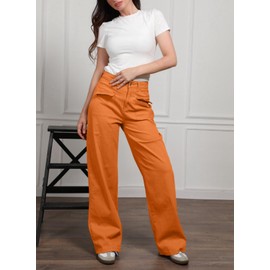 Dokotoo Pants for Women High Waisted Cargo Pants Women Baggy Jeans for Women Casual Straight Leg High Waist Stretch Palazzo Pants with Pocket