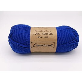 Smartcarft Super Soft Glossy Knitting Yarn 100g 8ply Acrylic Baby Wool (MID Blue)