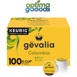 Gevalia Colombia Blend Medium Roast K-Cup Coffee Pods 100 Count Box.
