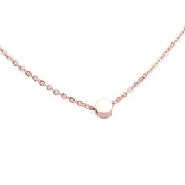 Jude Jewelers Stainless Steel Tiny Dot Circle Floating Disc Collar Necklace (Rose Gold)