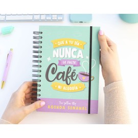 The Yellow Clip - Agenda semanal sin fecha para mujer, con stickers, agenda infinita de pasta dura, perpetua, planner semanal, planificador por semana (Menta)