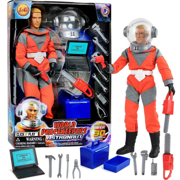 Click N' Play 12" Astronaut Action Figure Space Exploration Playset with Accessories | Birthday Gift, Science Kit, NASA Inspired Space Toys for Kids Toddlers Girls and Boys