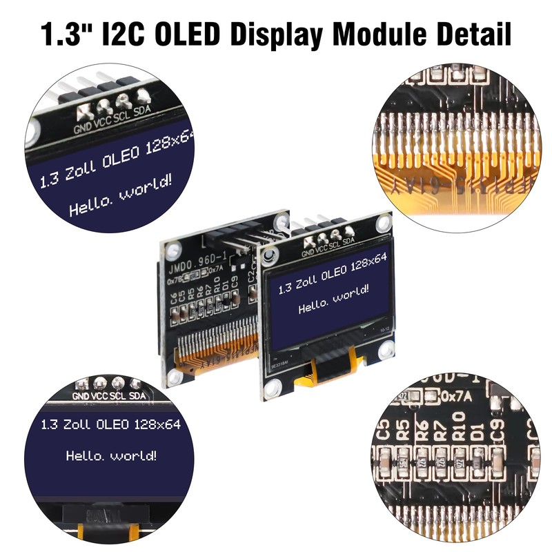 1.3 Inch OLED Display with I2C 128 x 64 Pixel