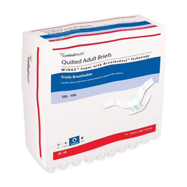 Cardinal Health™ Quilted Adult Briefs, Wings™ Super with BreatheEasy™ Technology,
