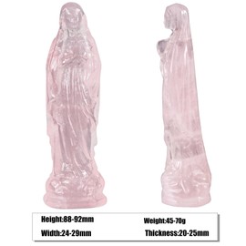 KYEYGWO Rose Quartz Crystal Virgin Mary Statue, Catholic Religious Mother of God Mary Stone Sculpture for Home Decor, Healing Stone Saint Madonna Figure for Prayerful Inspiration and Collection