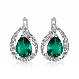 Jewelrypalace 3.4ct Luxury Synthetic Nano Russian Green Emerald Stud Earring 925 Sterling Silver