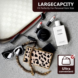 EVDIAGD Large Checkered Makeup Bag - Retro Leather Cosmetic Pouch for Women - Waterproof Toiletry Travel Bag - Great Gift for Girlfriend, Wife, or Mother