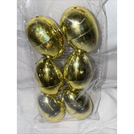 Greenbrier Metallic Gold Fillable Plastic Easter Eggs 6/Pk NEW IN PACKAGE SHINY