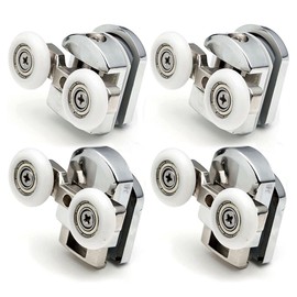 YUANQIAN 2 Pairs Double Shower Door Rollers Zinc Alloy Shower Door Fixing Pulleys Chrome 23mm Wheel Diameter Top Bottom Bathroom Spare Parts (23mm Roller)