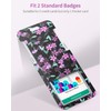Pawfly Floral Sliding Badge Holder Purple Flower Plastic Case with