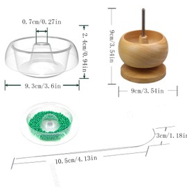 Paifeancodill Wooden Bead Spinner, Portable Jewelry Making Tool With 5 Effort-Saving Plastic Bowls and 2 Beading Needles for DIY Crafts Necklaces