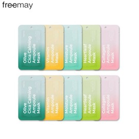 FREEMAY Vegan Ampoule Mask 27ml*10ea, Type:Olive Cica Calming
