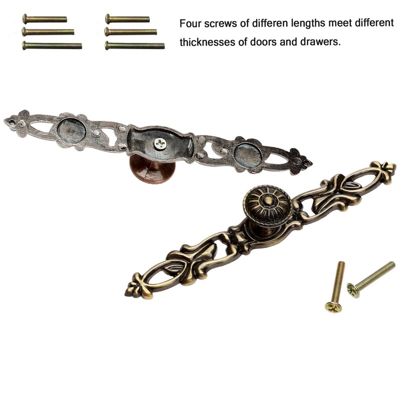 2PCS Retro Door Handle Metal Knob Cabinet Handle Brass Bronze