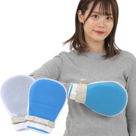 Cadi Nursing Care Mittens, Nursing Mittens, Set of 2, Soft Mesh Material, Left & Right Gloves, For Dementia, Nasal Nutrition, Gloves, Protection, Self-injury, Scratching Prevention, Single-Sided Mesh,