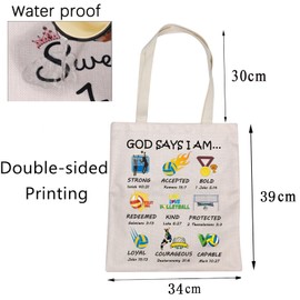 ENSIANTH Christian Volleyball Gifts God Says I Am Volleyball Tote Bag Inspirational Volleyball Gifts for Player Team Lover Coach (christian volleyball tote)