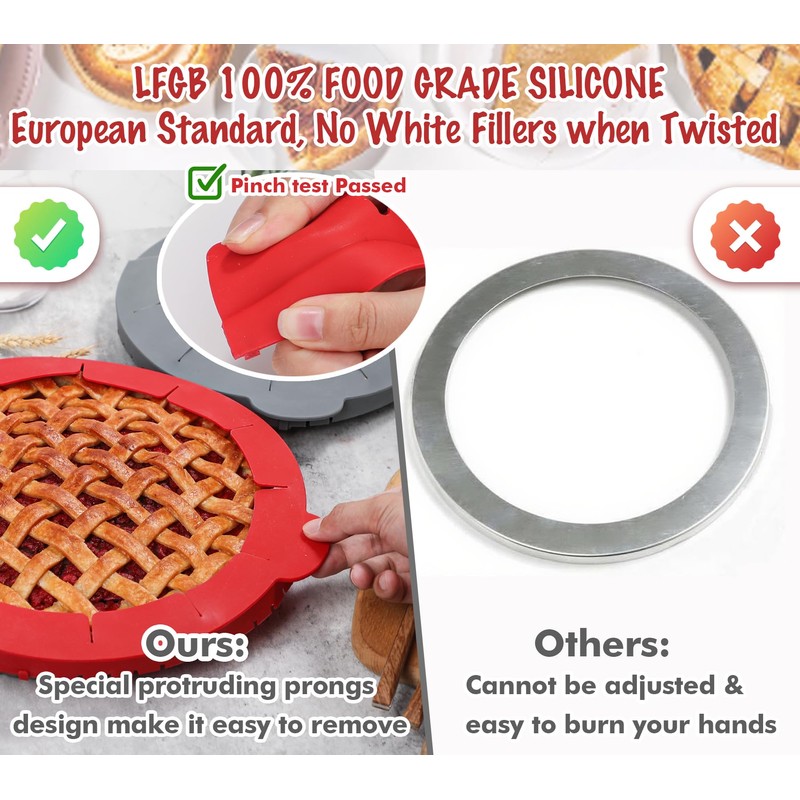 Webake Pie Crust Protector Shield Adjustable Pie Crust Shield Fits
