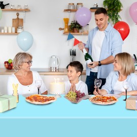 Laroder 4 Pack Light Blue Tablecloth Blue Plastic Tablecloth for Birthday Party Decorations