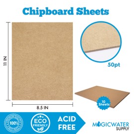 10 Chipboard Sheets 8.5 x 11 inch - 50pt (Point) Heavy Weight Brown Kraft Cardboard for Scrapbooking & Picture Frame Backing (.050 Caliper Thick) Paper Board | MagicWater Supply