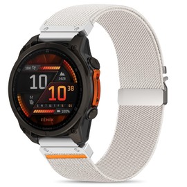 HQzon 26mm Parachute Buckle Watch Band Compatible with Garmin Fenix 6X/7X/5X/8 51mm/5X Plus/3/6X Pro, Sports Replacement Elastic Nylon Watch Strap Compatible with Garmin Descent MK2i Smartwatches