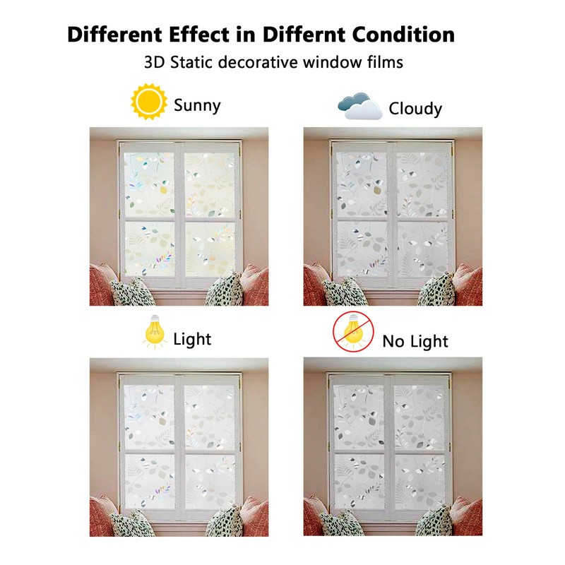 LEMON CLOUD Window Privacy Film Stained Static Cling Glass Film