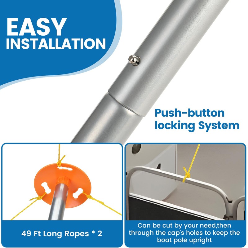 Tuszom 2 PK Boat Cover Support Pole with Anti-UV PE