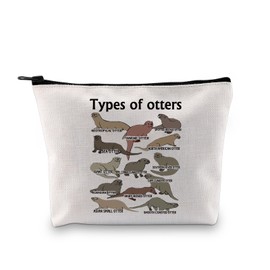 Types of Otters Makeup Bag Otter Lover Gift Sea Otter Gift River Otter Animal Zipper Pouch (Types of otters ca)