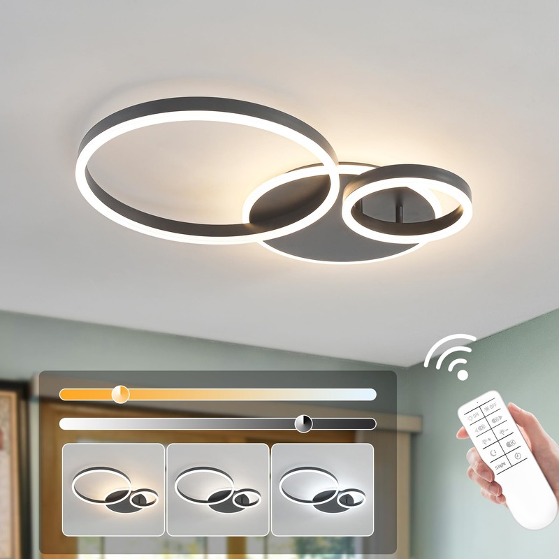 O'NEELDY Modern Dimmable LED Flush Mount Ceiling Light Remote Control