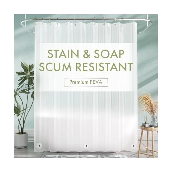 AmazerBath Shower Liner, 72x72 Plastic Frosted Shower Curtain Liner, PEVA