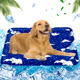 AHYDFSR Kühlmatte Hunde Katzen, Wassergefüllte Kühlmatte, Dog Cooling Mat Kühlmatte Haustier, Wasserdicht & Kratzfest, für Haustiere & Mensch, XL, 60×90cm, Königsblau