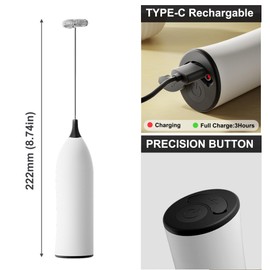 Handheld Coffee Frother,USB-Rechargeable Hand Frother,Adjustable Handheld Milk Frother for Cappuccinos, Hot Chocolate, Milkshakes, Egg Mix