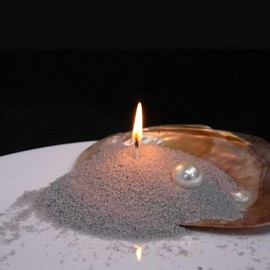 Aufien Candle Sand with Wicks, 21.4 Oz Pearled Candle, DIY Bead Powder Sand Wax Making kit Refillable Non Toxic for Handmade, Wedding and Party Decorations Light Gray Unscented