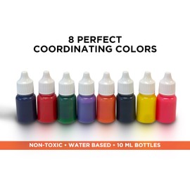 IMARK Premium 8 Vibrant Colors Water-Based Ink Refill for Stamps and Ink Pads (0.33 oz/10ml per Color)