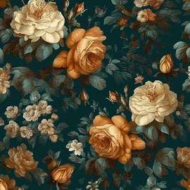 Fvlow Glowing Floral Peel and Stick Wallpaper Vintage Dark Green Wallpaper Vinyl Wrap Kitchen Worktop Covering Self Adhesive Thick Flowers Contact Paper for Cabinets Drawers Sticker Decor 17.4" x 394"