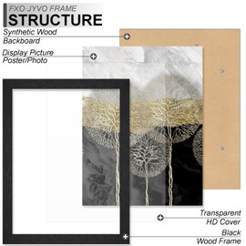 Fxojyvo Engineered Wood 9x13 Picture Frame Set of 6, Black Frame for 9 x 13 Inch Picture Poster Photo, Light Weight 9 by 13 Frame with Wood-grain for Wall - 6 Pack/Black/9"x13"