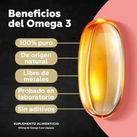 Inteliva Omega 3 Ultra Puro con 810 mg de Omega 3 por cápsula. Con 400mg de EPA & 300mg DHA por porción. De origen natural obtenido de Peces Oceánicos de Aguas Profundas. Libre de Metales. 90 Cápsulas