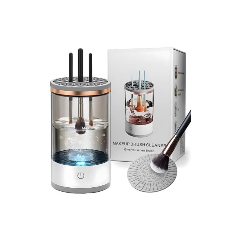 Limpiador de Brochas de Maquillaje, Máquina Giratoria Automática con Recipiente