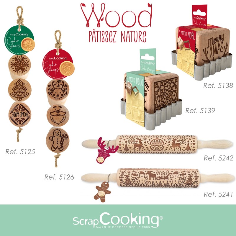 SCRAP COOKING 5139 Wooden Decorative Stamp for Pastry with 1