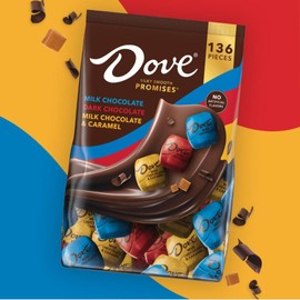 DOVE PROMISES Milk, Dark and Milk & Caramel Assorted Chocolate Candy, 136 Ct Bulk Bag